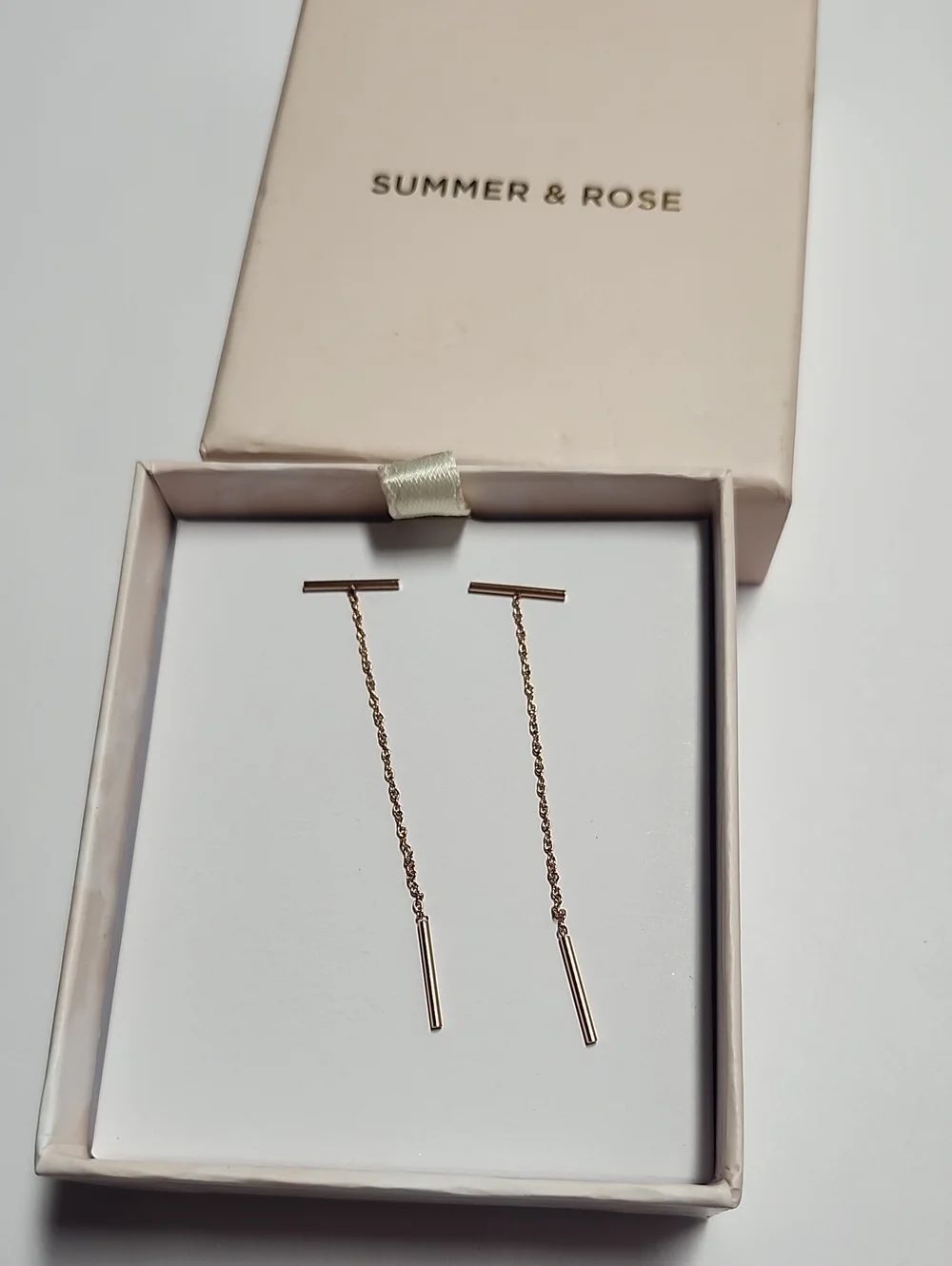 summer & rose Chain Bar Earrings In Rose Gold